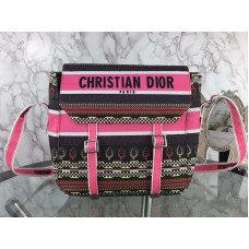 Bolso bandolera Dior Diorcamp de lona bordada rosa