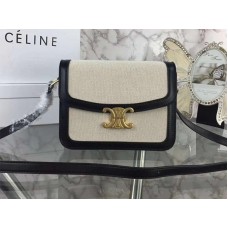 Bolso Celine Triomphe grande en tejido y piel de becerro natural negra