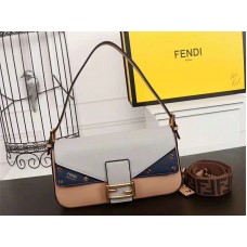 Bolso bandolera Fendi Baguette FF azul grisáceo