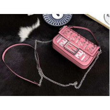 Bolso baguette pequeño Fendi en poliuretano rosa