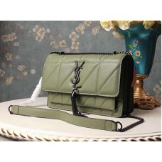 Saint Laurent Jamie Medium Carre Rive en verde Clafskin