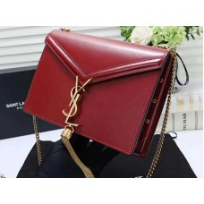 Bolso Cassandra Monogram Clasp de Saint Laurent en piel de becerro roja