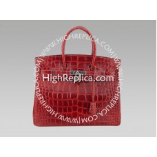 Hermes Birkin 35 cm rojo imitación cocodrilo