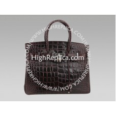 Hermes Birkin 35 cm Chocolate imitación cocodrilo