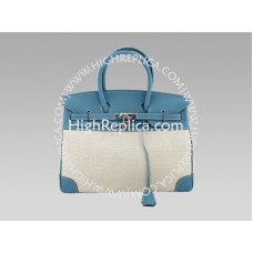 Hermes Blue Jean Togo y Toile Birkin 35