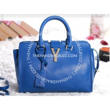 Bolso tote Cabas Chyc Original de piel azul de Yves Saint Laurent