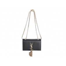 Bolso mini con monograma de Yves Saint Laurent en piel negra original
