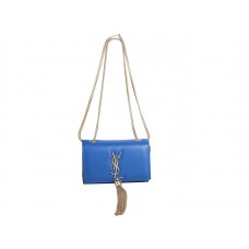Bolso mini monograma de Yves Saint Laurent en piel azul original