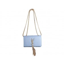 Bolso mini con monograma de Yves Saint Laurent en piel original, azul claro