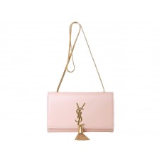 Bolso pequeño con monograma de Yves Saint Laurent en piel original rosa claro
