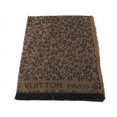 Bufanda Louis Vuitton con estampado de leopardo marrón