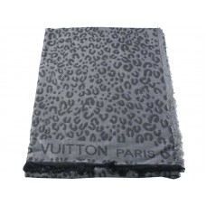 Bufanda Louis Vuitton con estampado de leopardo gris