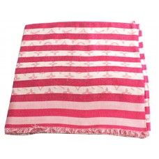 Bufanda de algodón a rayas con monograma de Louis Vuitton, color melocotón