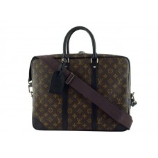Viaje de documentos Louis Vuitton Monogram Macassar Porte con correa larga