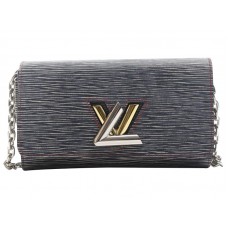Cartera Louis Vuitton Epi de piel con cadena retorcida en negro vaquero