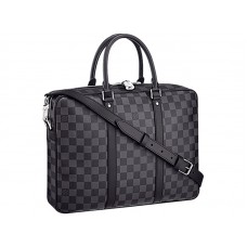 Portadocumentos de viaje pequeño de lona grafito Louis Vuitton Damier