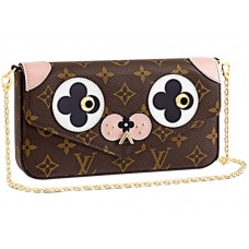 Pochette de lona con monograma de Louis Vuitton Felicie, un perro adorable