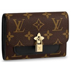 Cartera compacta Louis Vuitton Monogram Canvas Flower negra m62578