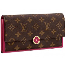Cartera Louis Vuitton Flore de lona con monograma fucsia m64585