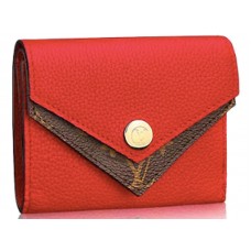 Cartera compacta Louis Vuitton Monogram Taurillon de piel con doble V Rubis m64419