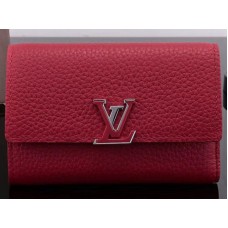 Cartera compacta Louis Vuitton Taurillon de cuero Capucines Rubis m62158