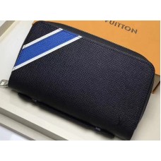 Cartera Louis Vuitton Taiga de piel a rayas con cremallera XL, color negro, m64019-A