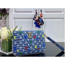 Louis Vuitton Monogram Denim New Wave - Cartera con cremallera azul m67538