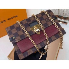 Cartera con cadena Louis Vuitton Damier Canvas Ebene Vavin Burdeos n60222