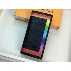 Cartera Louis Vuitton Taiga de piel Brazza con ribete colorido en negro m32572