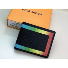 Cartera Louis Vuitton Taiga de piel con múltiples compartimentos y ribetes de colores en negro m30952