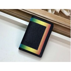 Organizador de bolsillo de cuero Taiga de Louis Vuitton con ribete colorido en negro m55048