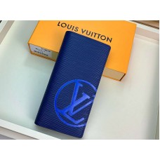 Cartera Louis Vuitton Epi Brazza de piel azul marino con iniciales azules m67911