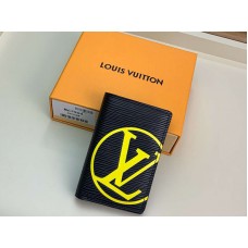 Organizador de bolsillo de piel Louis Vuitton Epi negro con iniciales amarillas m67904