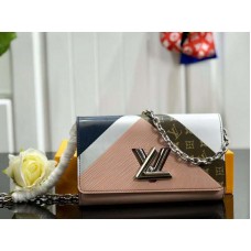 Cartera Louis Vuitton Epi de piel con cadena retorcida, blanca y rosa, m60998