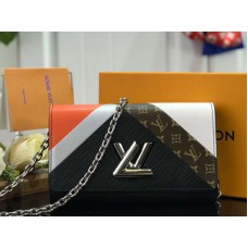 Cartera Louis Vuitton Epi de piel con cadena torcida, color negro y tostado, m60998