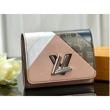 Cartera compacta Louis Vuitton Epi Leather Twist, blanca y rosa, m67799