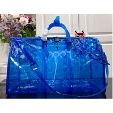 Bolso bandolera Louis Vuitton con monograma en relieve de PVC, talla 50, azul, m53272